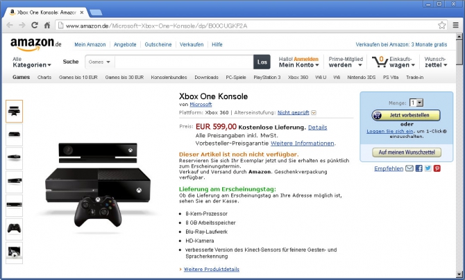 XBOX ONEの価格7万円超か